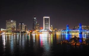 JAX Car Service and Jacksonville blog - View of city at night