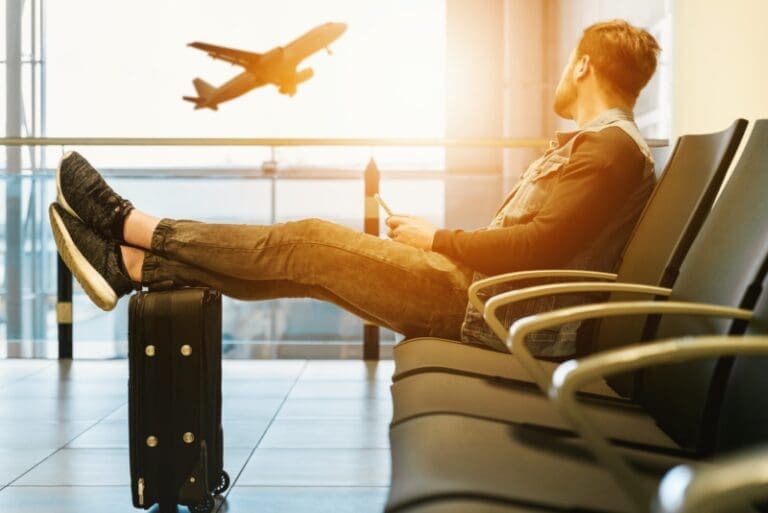 Corporate traveler Waiting for flight at JAX airport