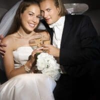 Wedding limousine with bride and groom for car service in Jacksonville FL