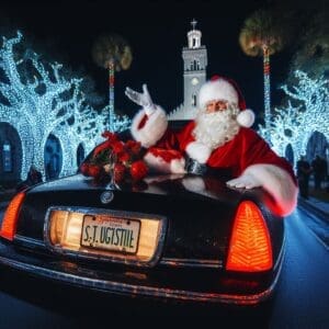 Santa in JAX Black Car at Saint Augustine Christmas tour
