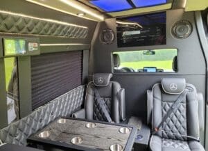 Interior of Jacksonville Black Car Limo Custom Sprinter Van
