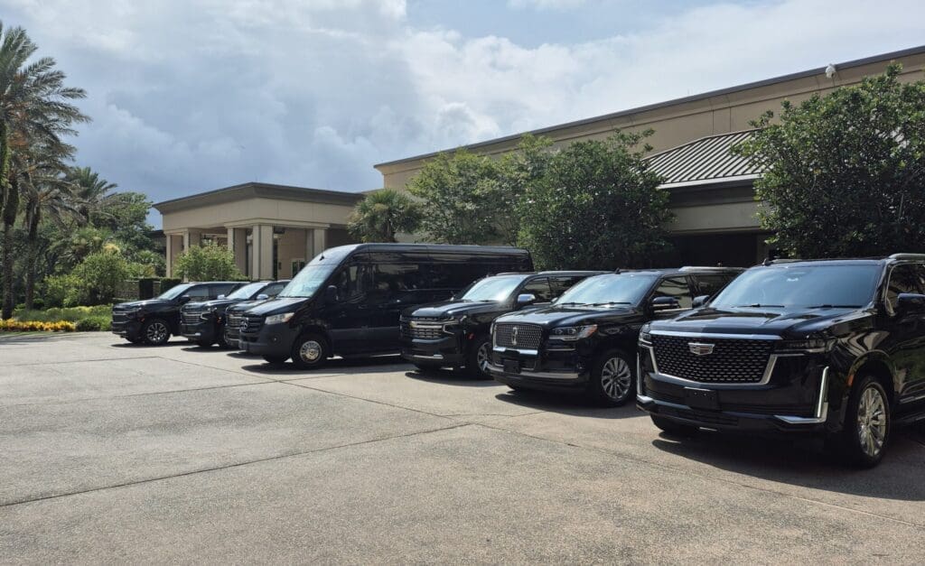Jacksonville Fleet showing Sprinter Van and black car suv for FAQ page