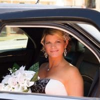 North Florida Wedding Limousine with Bride in Car