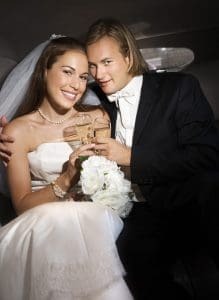 Wedding limousine with bride and groom for car service in Jacksonville FL